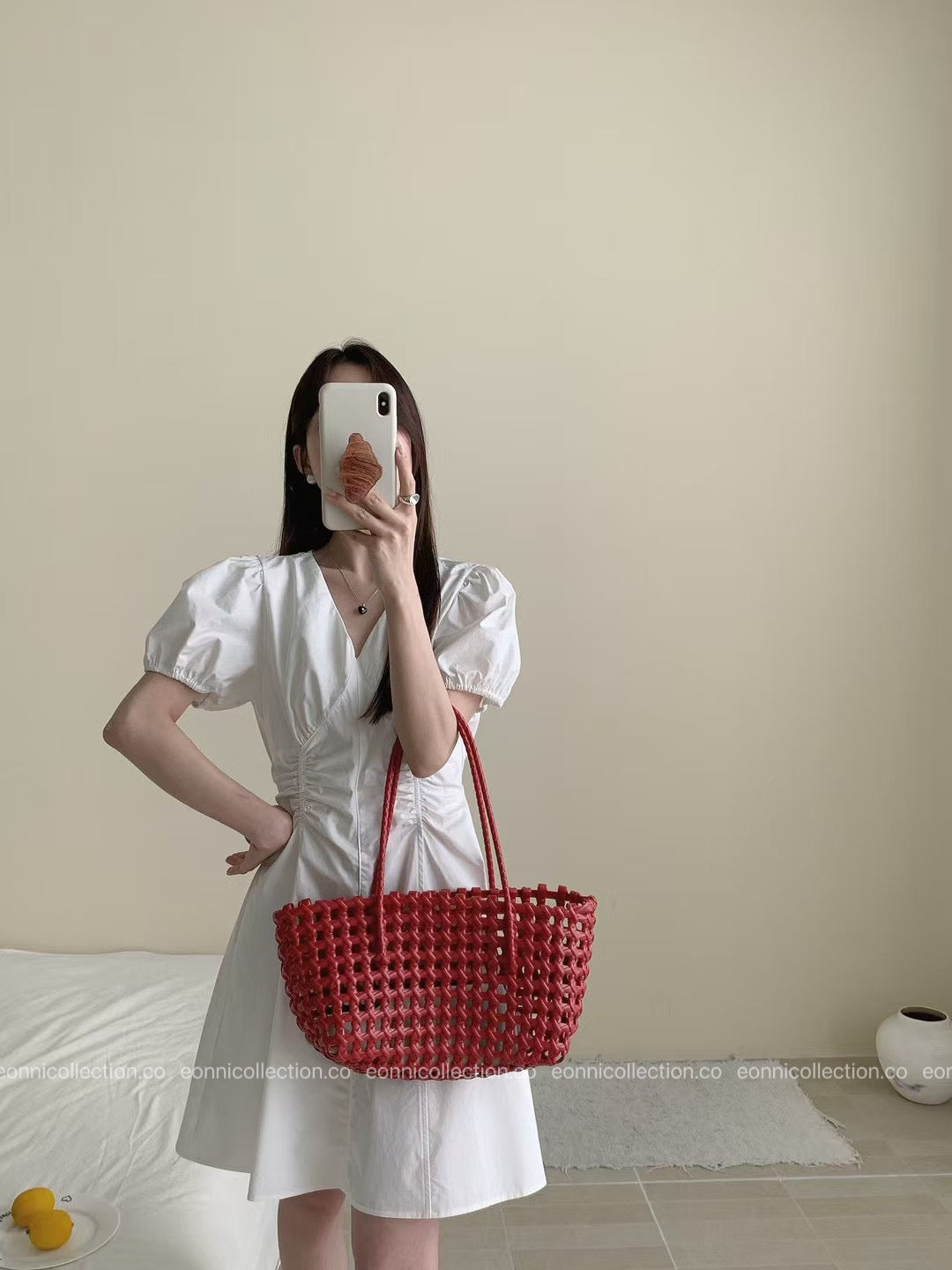 #2095 Korean V Neck Waist Gathered A Line Dress（3 Colors）