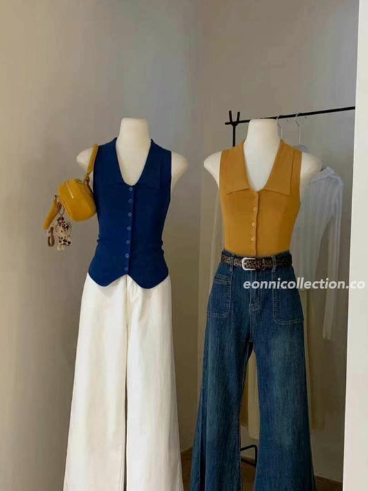 #1015 Retro Slim Fit Knit Top（3 Colors)