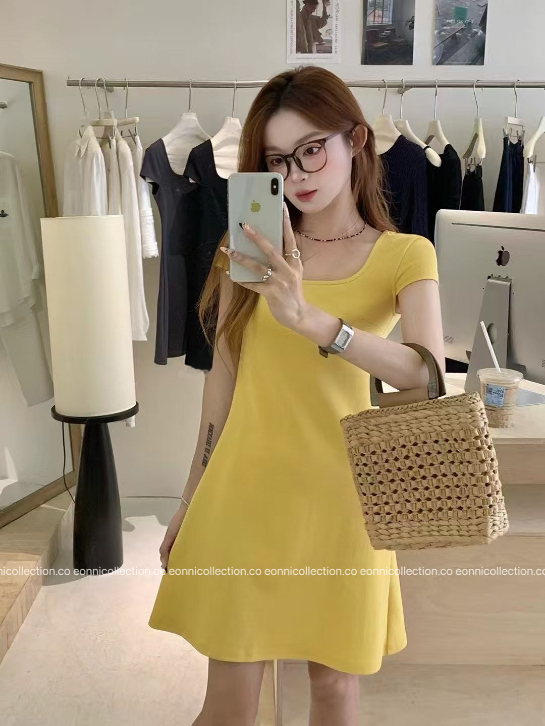 #2091 Minimalist Square Neck A Line Dress（3 Colors）