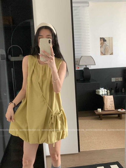 #2093 Blouson Dress with Small Bag（4 Colors）