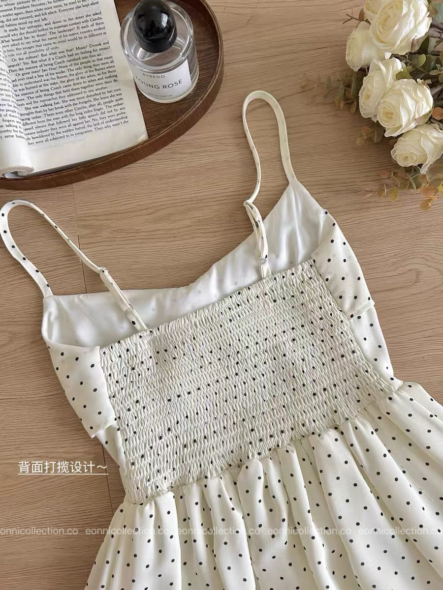 #2073 Polka Dot Spaghetti Strap Dress
