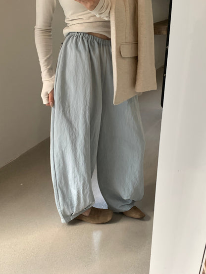 #3017 Japanese Inspired Tencel Cotton Wide Leg Pant - Relaxed Lantern Silhouette - Blue