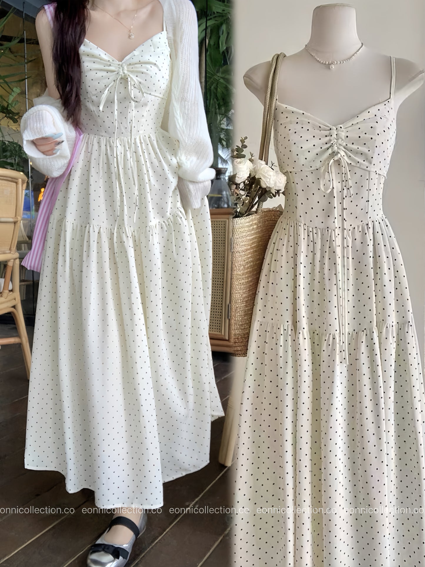 #2073 Polka Dot Spaghetti Strap Dress