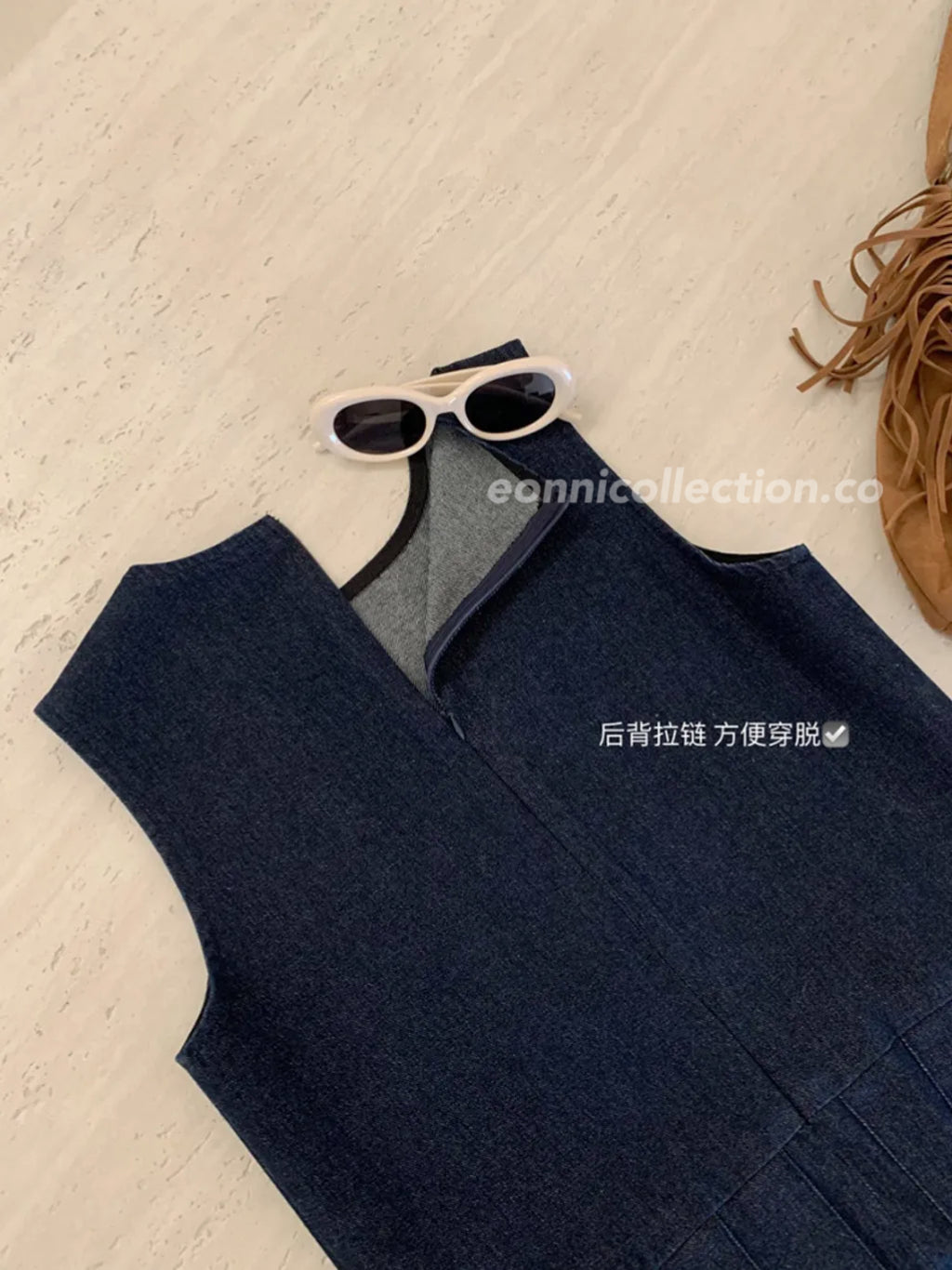 #2001 Vintage Denim Slip Dress - A-Line Relaxed Fit