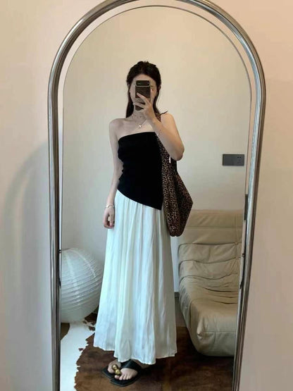 #3006 Luminous Seoul Draped Skirt（2 Colors)