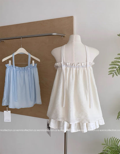 #1097 3D Floral Halter Tube Top – Ethereal Vibe（3 Colors）