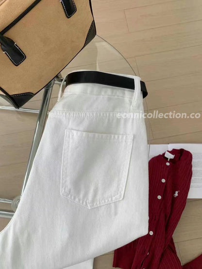 #3004 Seoul Style Slouchy High-Waist Jeans with Belt