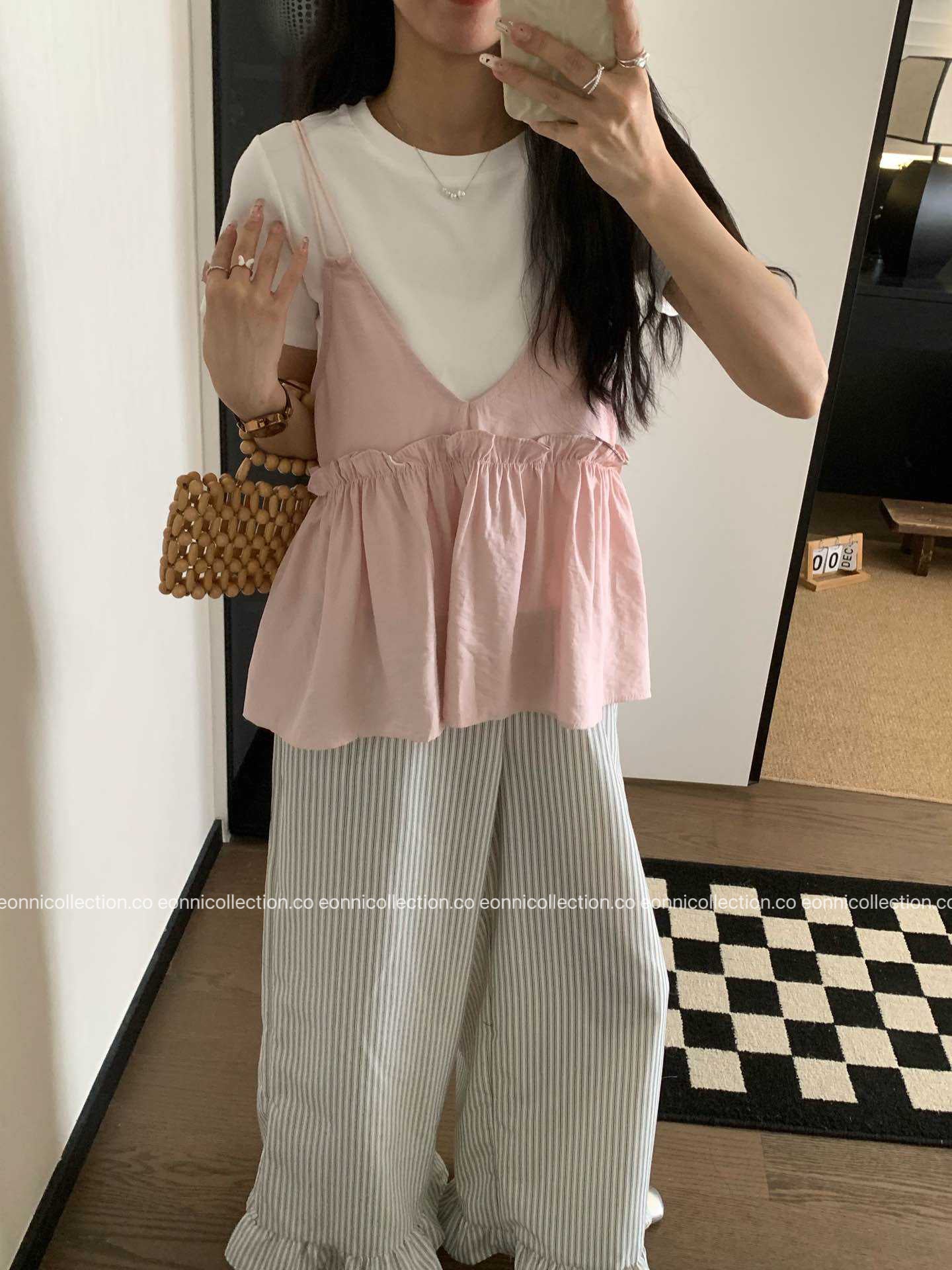 #1052 Korean Minimalist Strappy Top & Layer Set（2 Colors）
