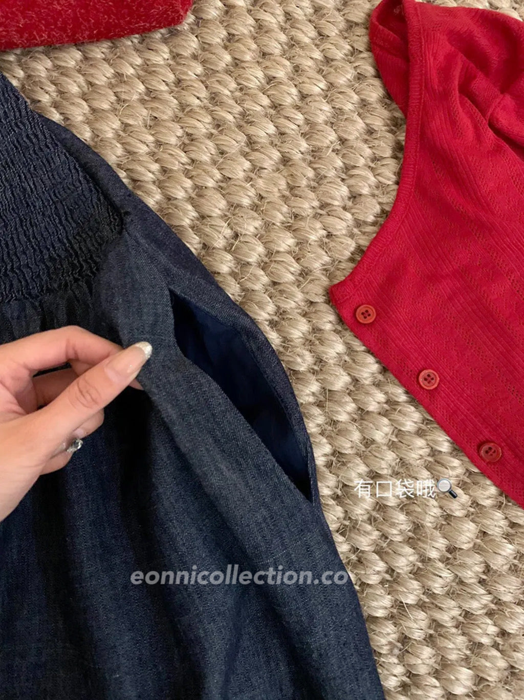 #2007 Soft Denim Cami Dress + Sheer Knit Cardigan | 2-Piece Korean Style Set（2 Colors)