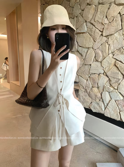 #2100 Linen Two Piece Set in Old Money Aesthetic