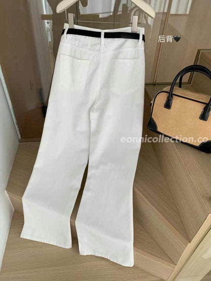 #3004 Seoul Style Slouchy High-Waist Jeans with Belt