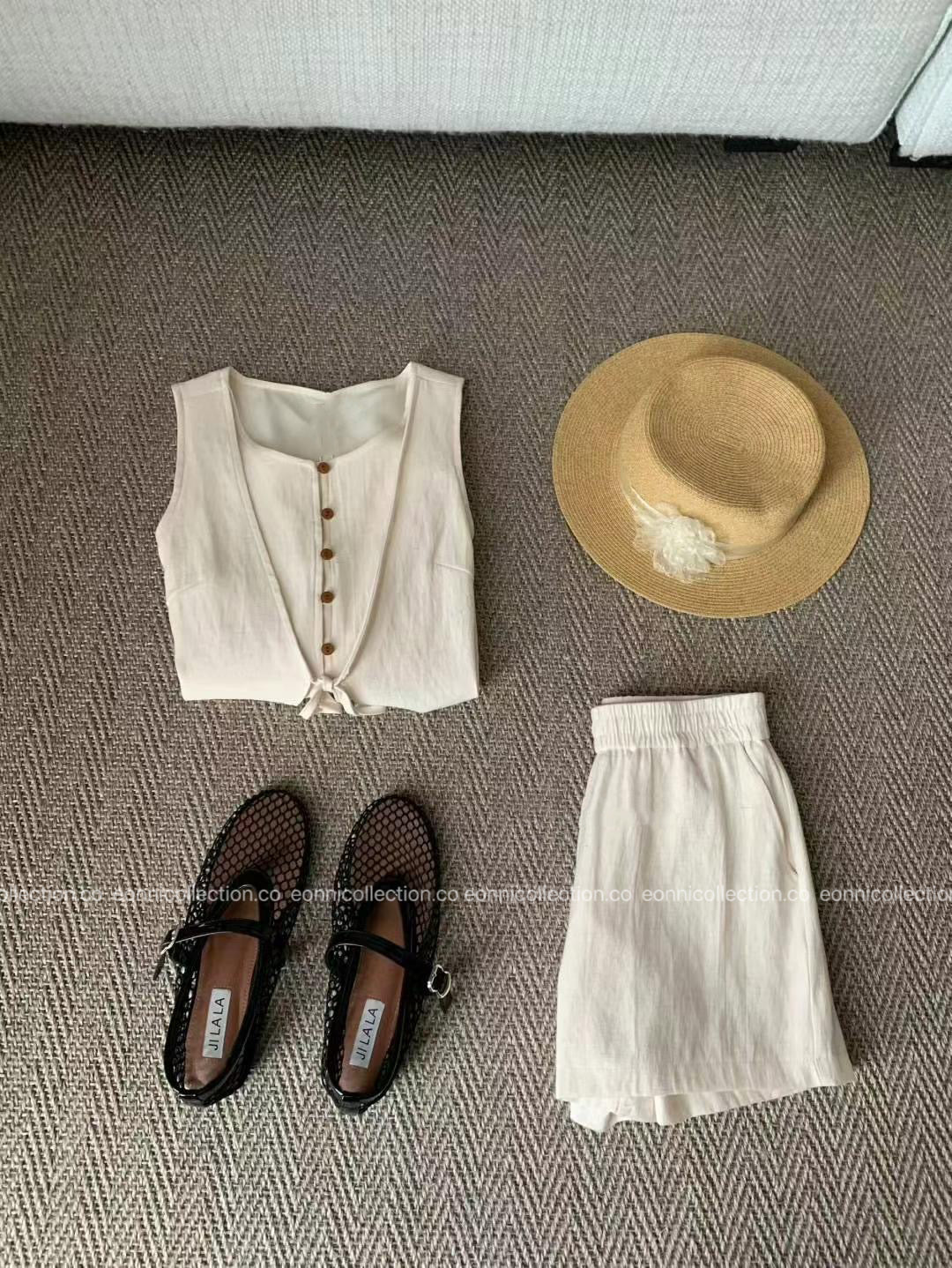 #2100 Linen Two Piece Set in Old Money Aesthetic