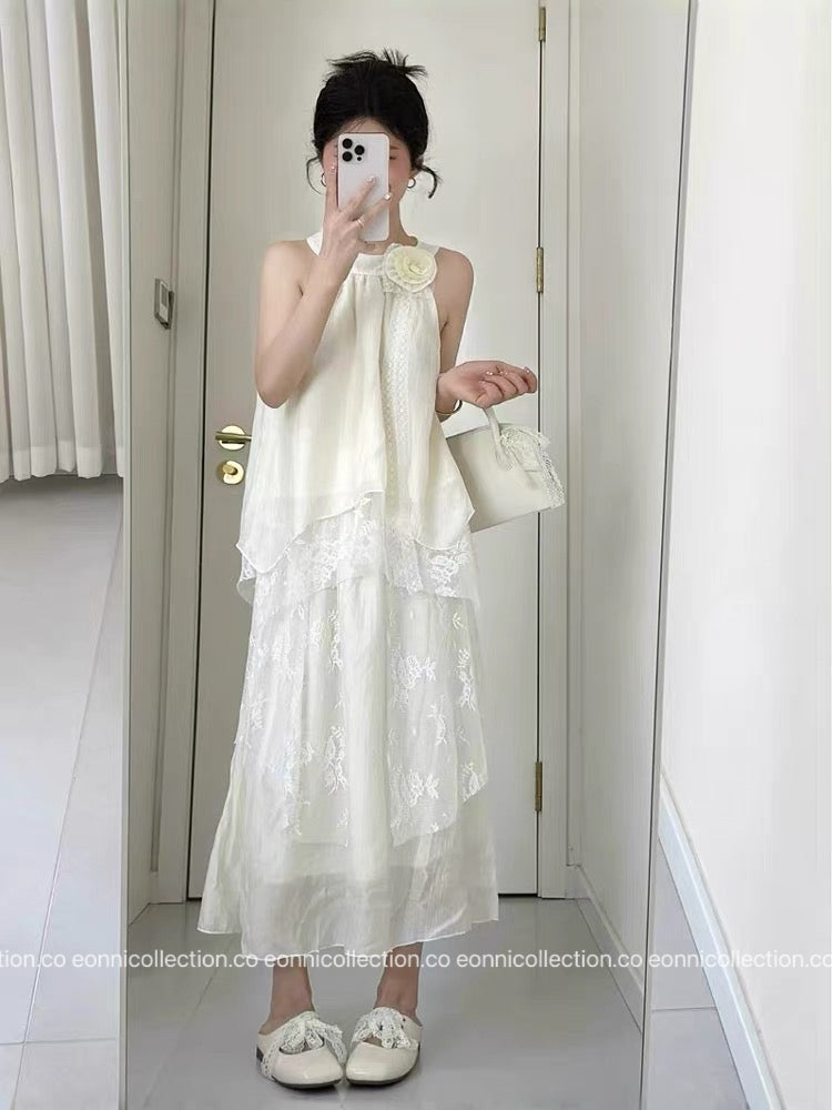 #2081 French Riviera Halterneck Resort Set with Corsage（2 Colors）