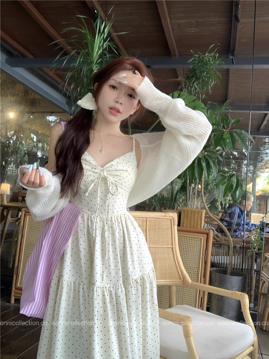 #2073 Polka Dot Spaghetti Strap Dress