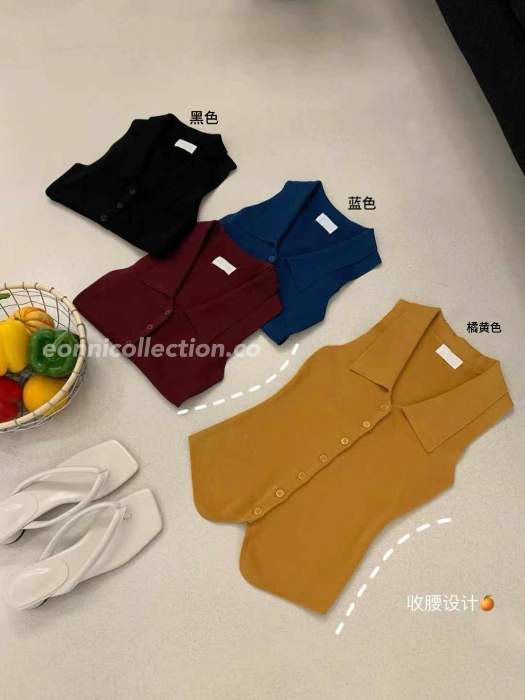 #1015 Retro Slim Fit Knit Top（3 Colors)