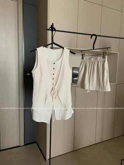 #2100 Linen Two Piece Set in Old Money Aesthetic