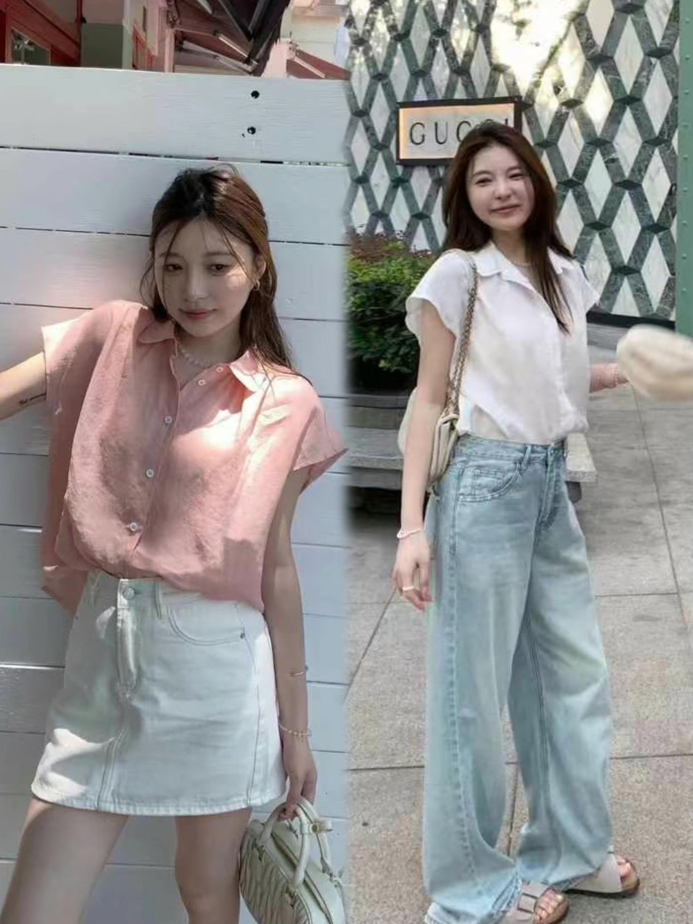 #1002 Ramie Flutter Sleeve Collared Blouse（2 Colors)