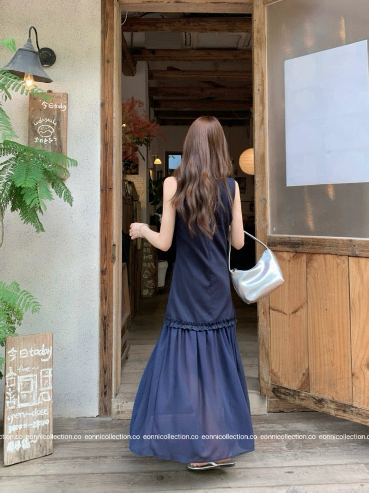 #2050 Vest Dress in Cotton Linen with Artisan Tiered Panels（3 Colors）