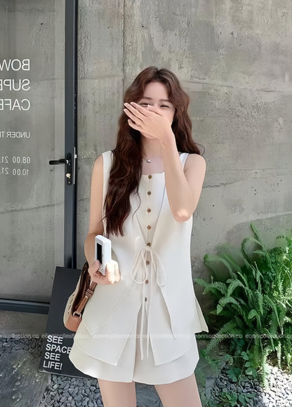 #2100 Linen Two Piece Set in Old Money Aesthetic