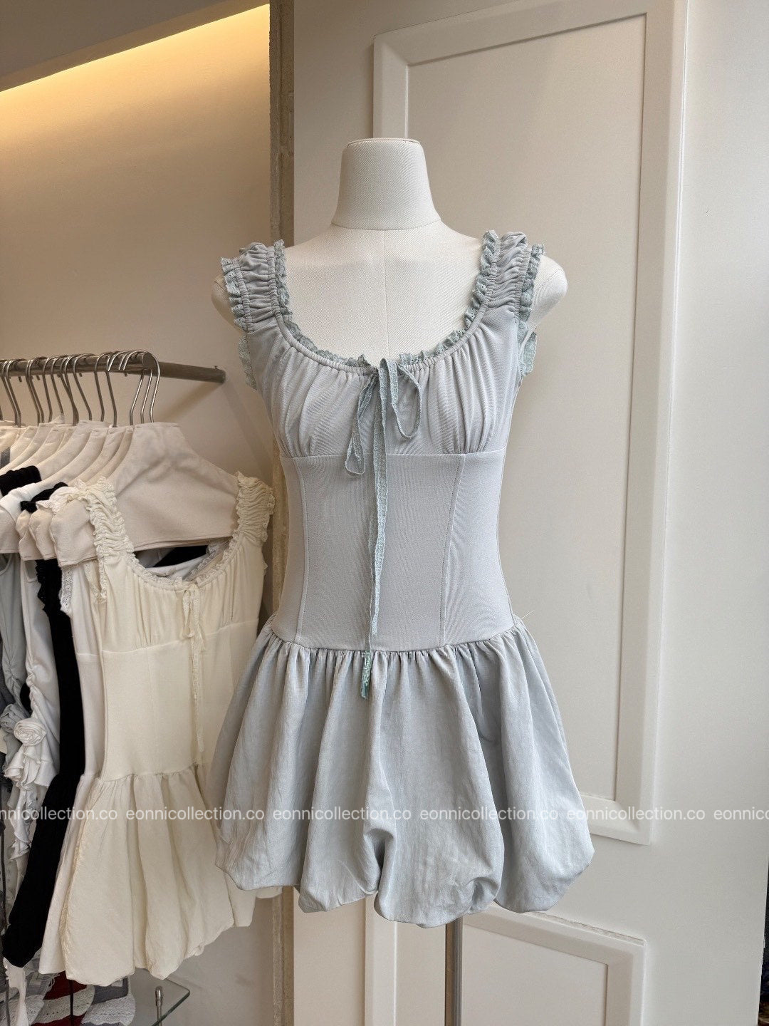 #2077 Sassy Tiered Waist - Cinched Puff Dress（2 Colors）