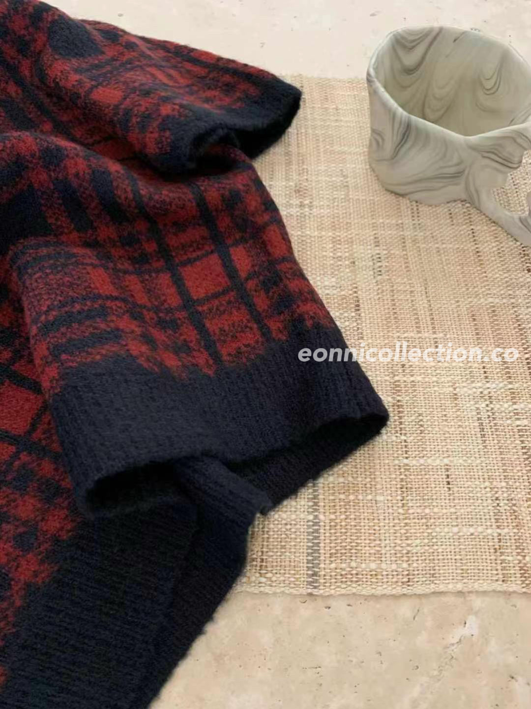 #1016 Vintage Checkered Knit Crop Top