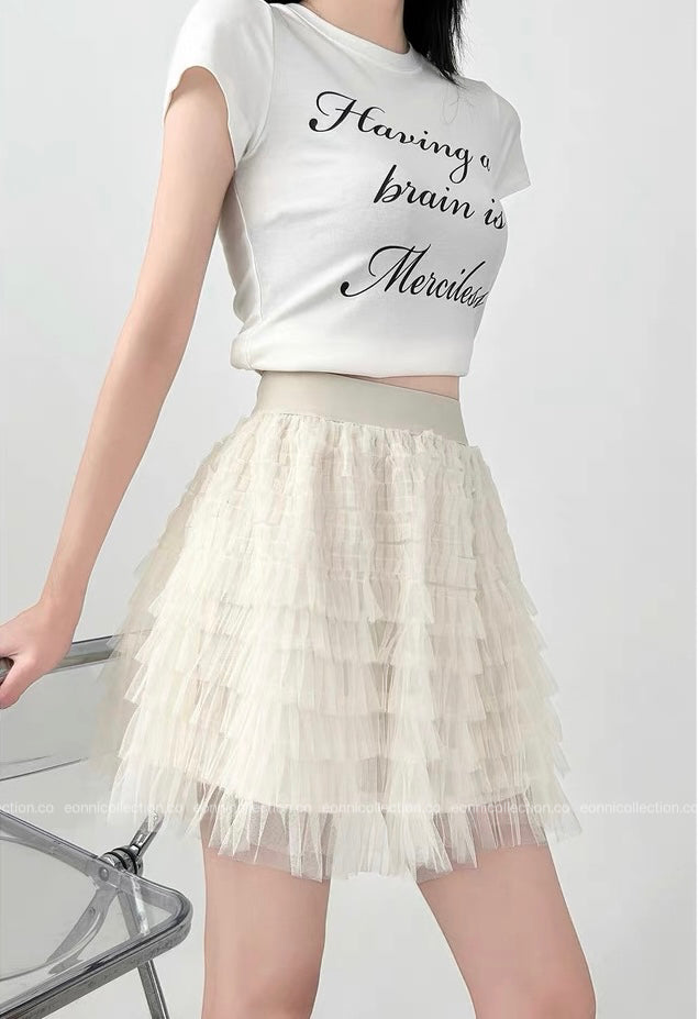 #3019 Haute Petite Skirt Architectural Tiered Tulle with Intricate Detailing（2 Colors）