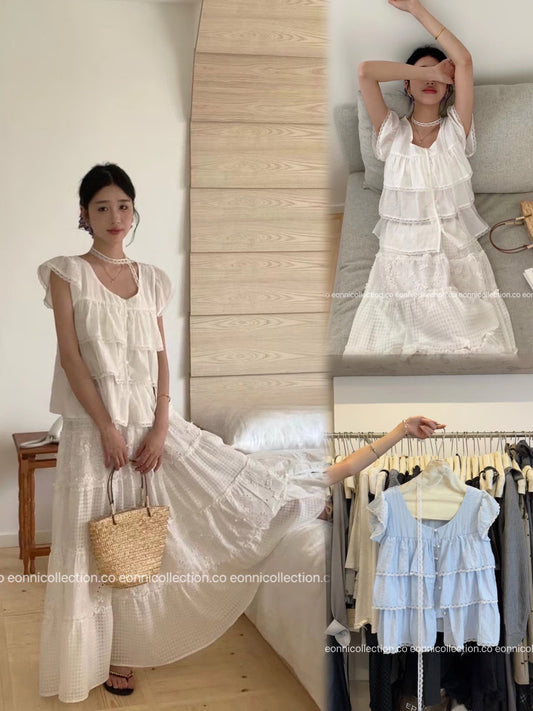 #1053 Cascading Lace Top: Soft & Feminine - White