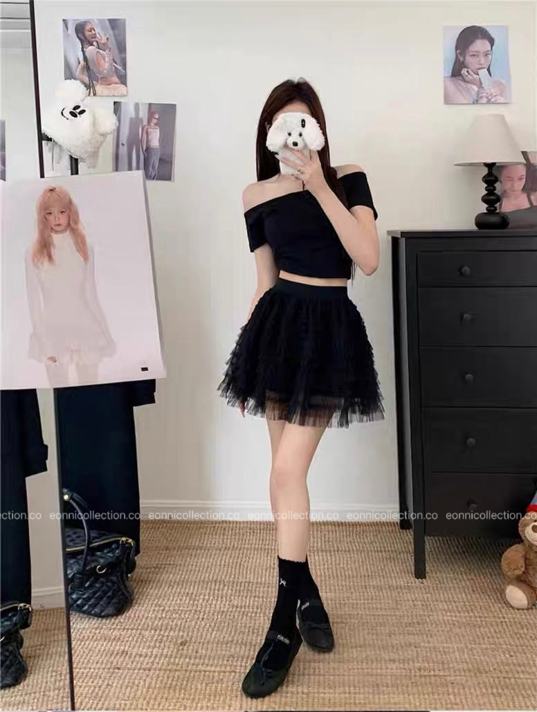 #3019 Haute Petite Skirt Architectural Tiered Tulle with Intricate Detailing（2 Colors）