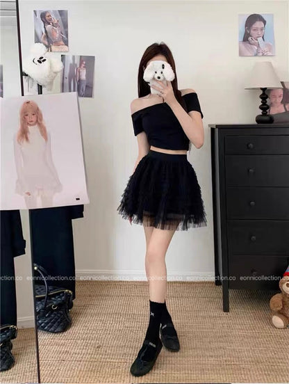 #3019 Haute Petite Skirt Architectural Tiered Tulle with Intricate Detailing（2 Colors）