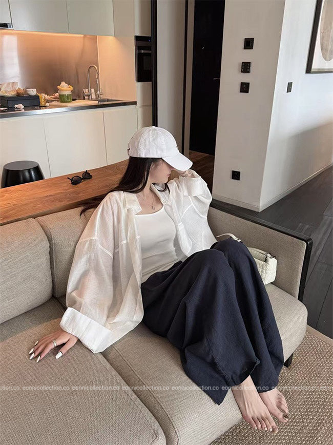 #3040 Eva Linen Long Pants（2 Colors）