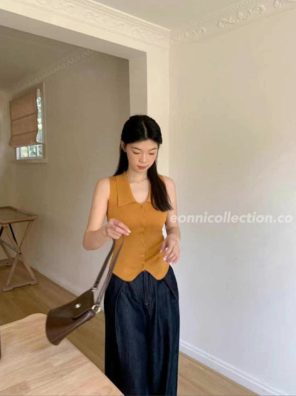 #1015 Retro Slim Fit Knit Top（3 Colors)