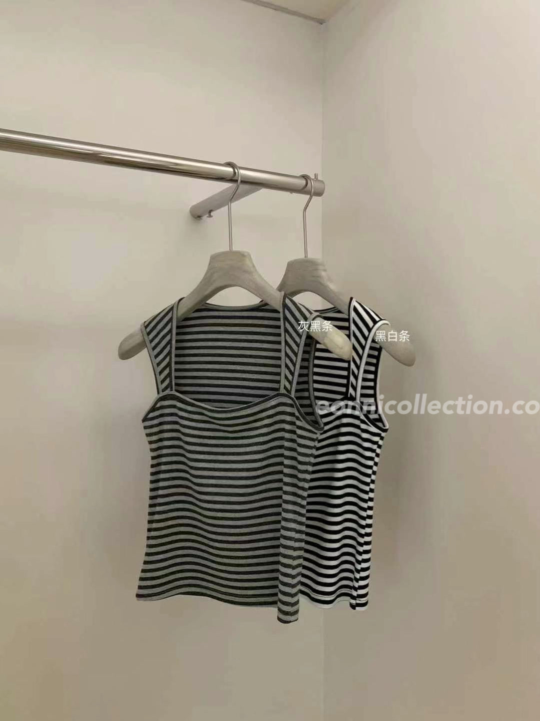 #1022 Striped Square Neck Sleeveless Camisole with Wide Straps