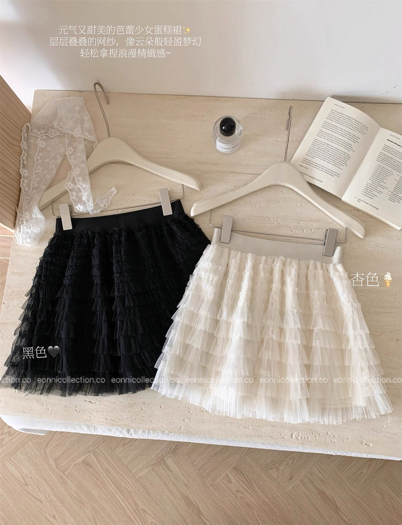#3019 Haute Petite Skirt Architectural Tiered Tulle with Intricate Detailing（2 Colors）