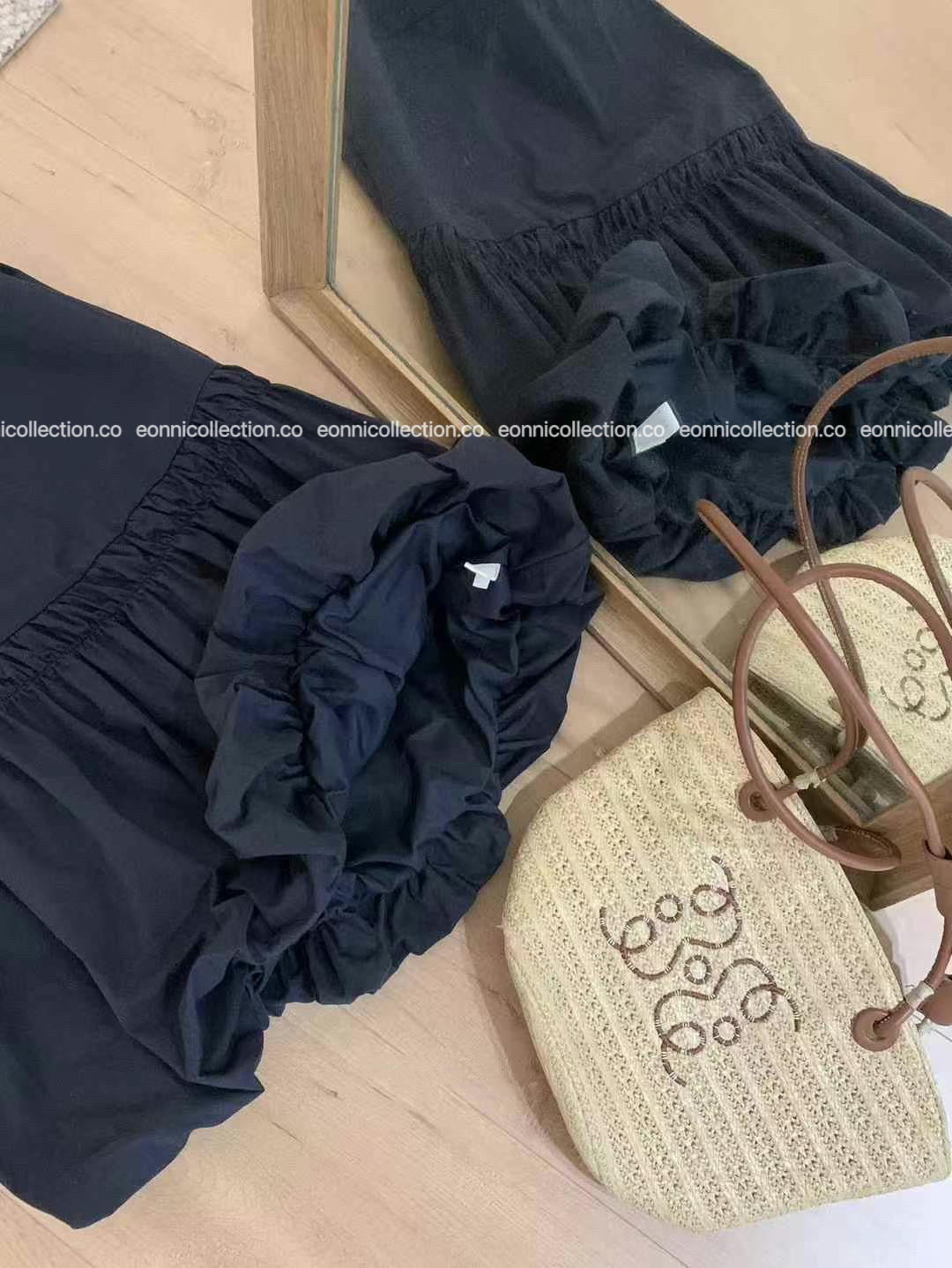 #2055 Casual Bloom Sundress & Matching Hair Tie Set - Dark Blue