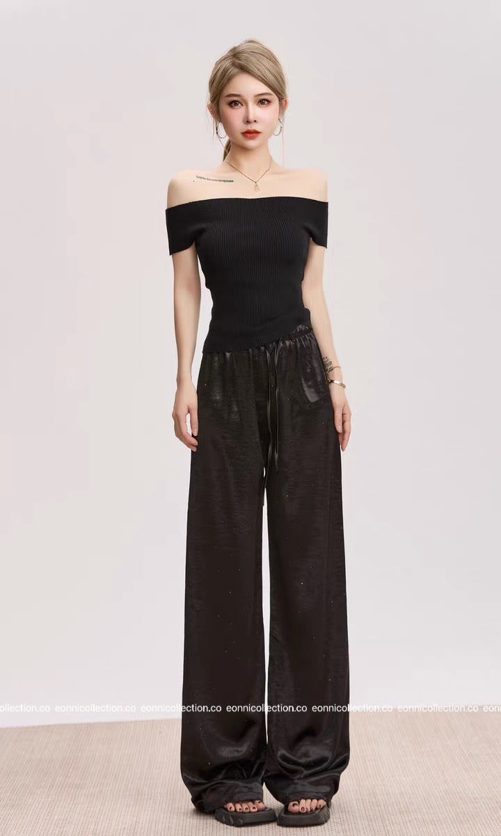 #1083 Ultra Stretch Off Shoulder Knit Top（3 Colors）