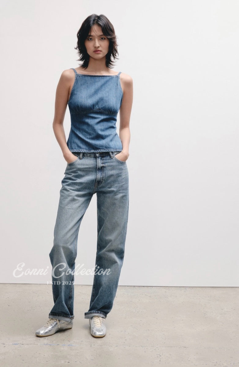 #1125 Janel Denim Top