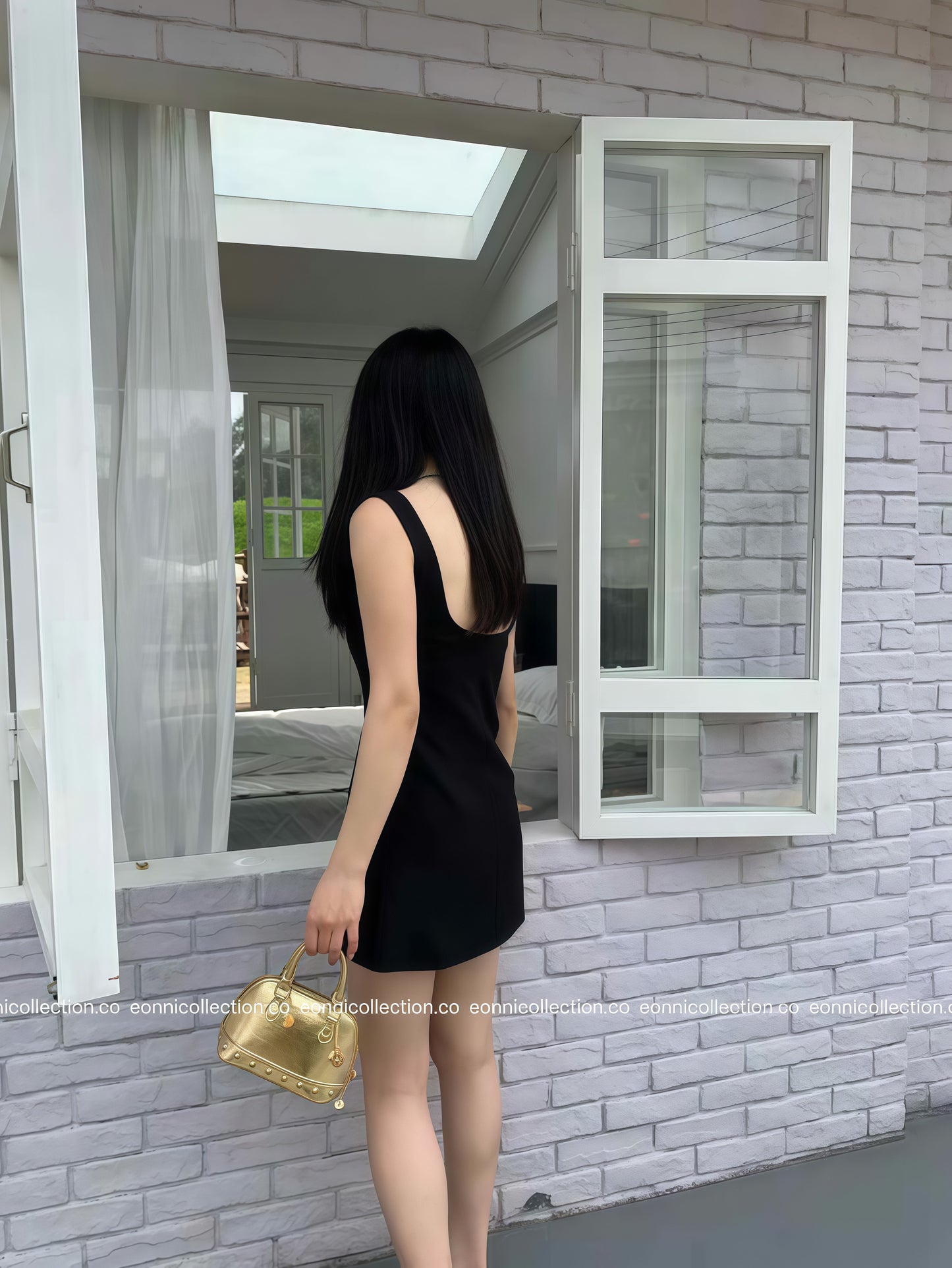 #2063 Korean Indie Minimalist Spaghetti Strap Suiting Dress（2 Colors）