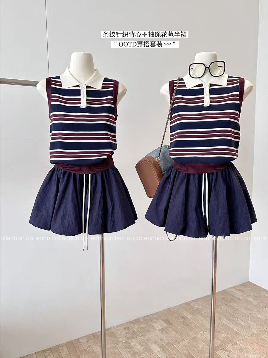 #2102 Korean Vintage Outfit Set w/ Inner Shorts