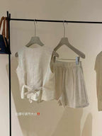 #2017 French Minimalist Linen-Blend Tank Set - Dark Blue