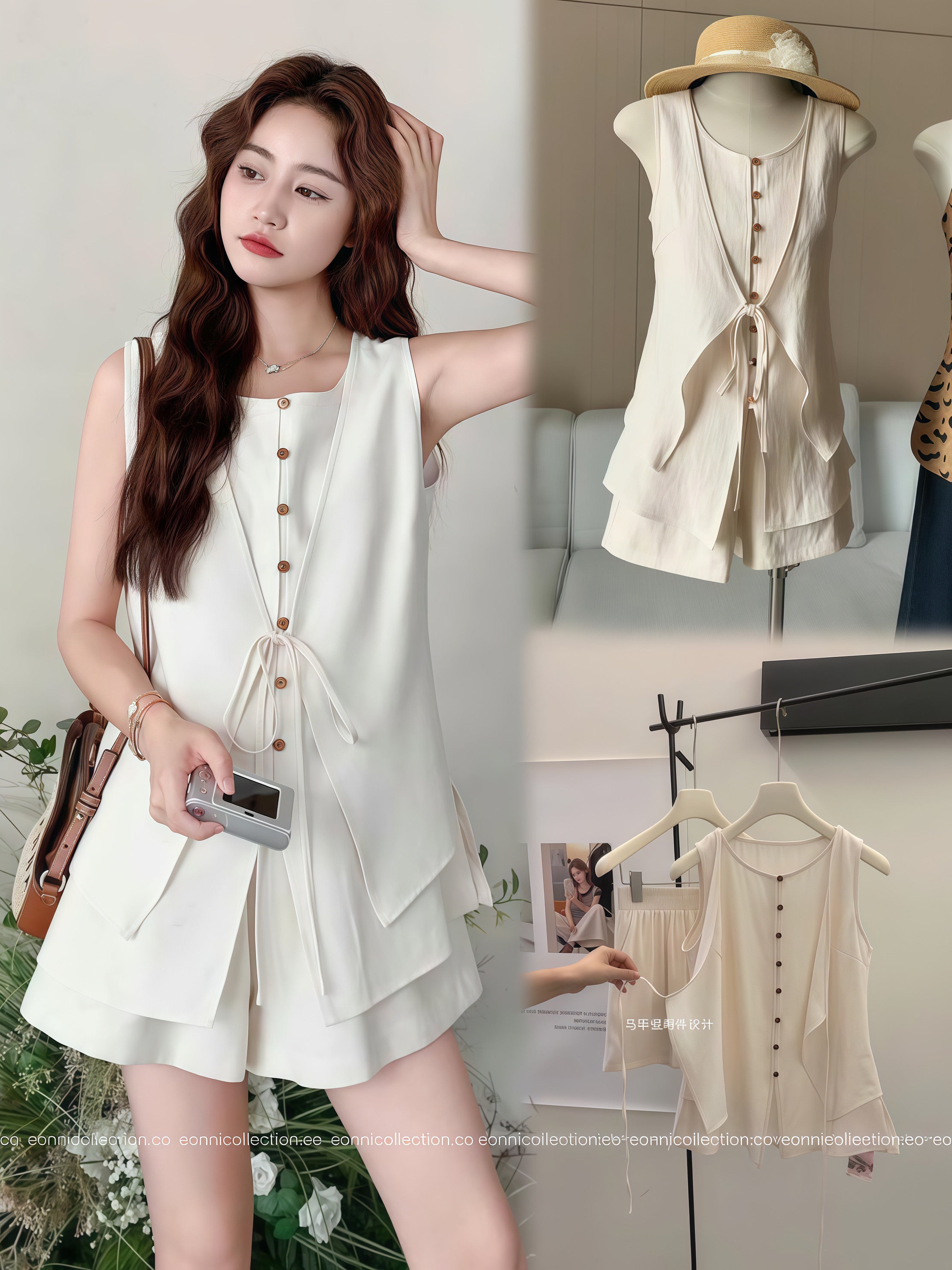 #2100 Linen Two Piece Set in Old Money Aesthetic