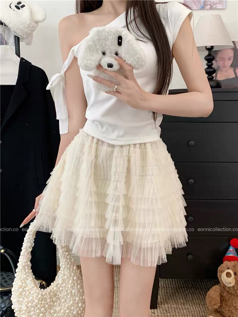 #3019 Haute Petite Skirt Architectural Tiered Tulle with Intricate Detailing（2 Colors）