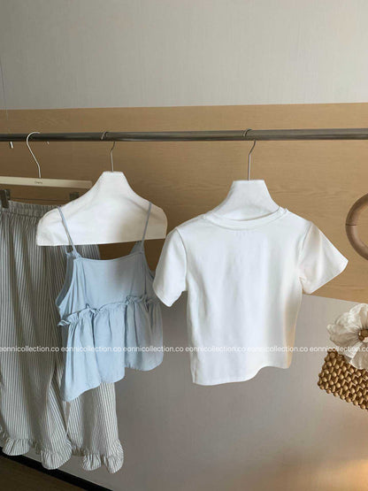 #1052 Korean Minimalist Strappy Top & Layer Set（2 Colors）