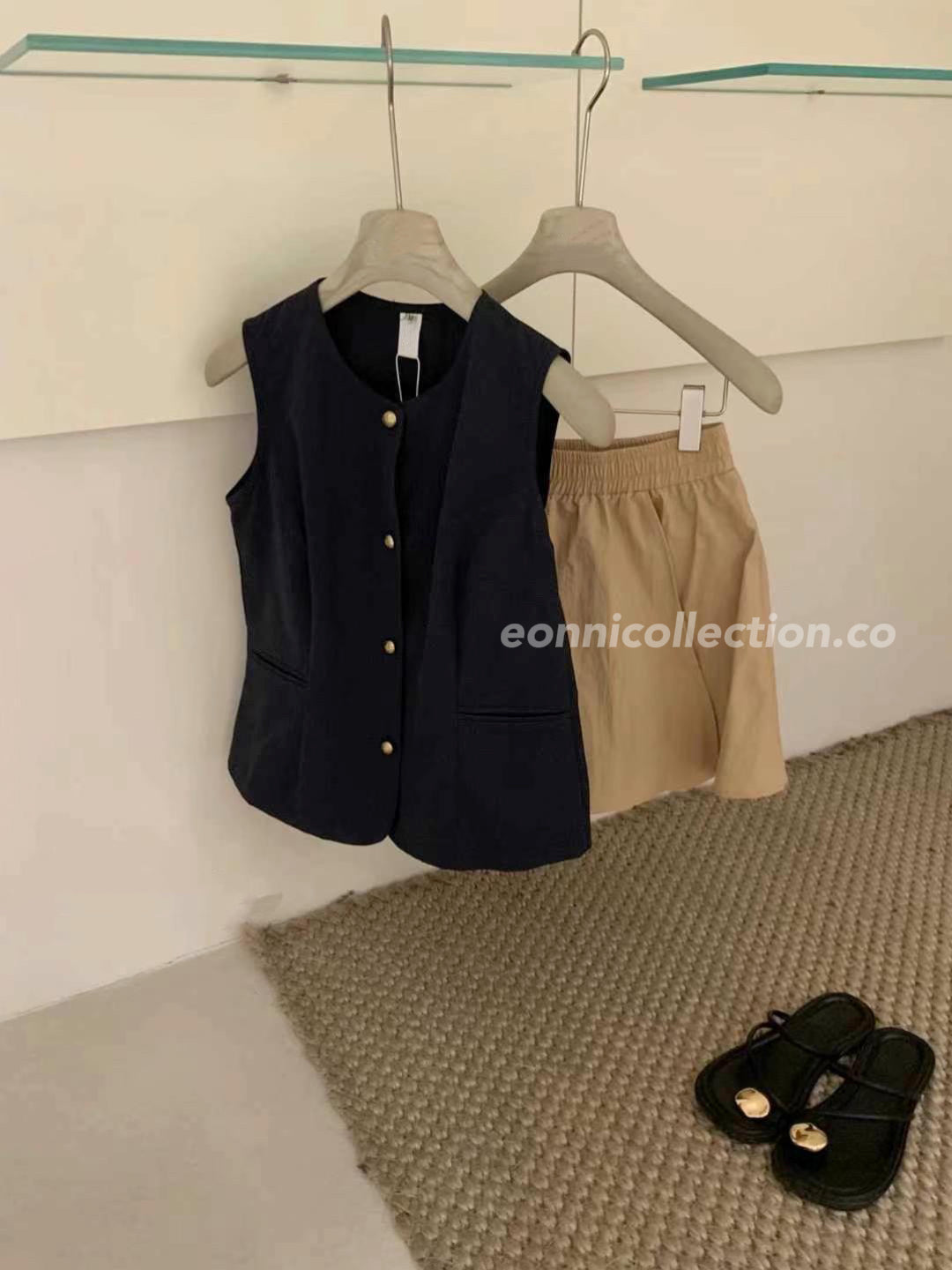 #2003 Quiet-Luxury Utility Vest & A-Line Culotte Set