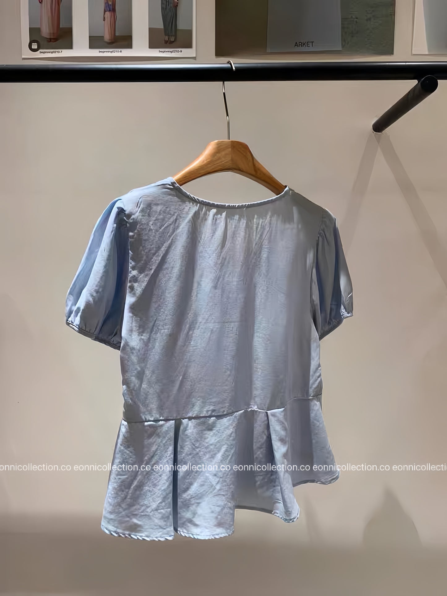 #1073 Breathable Tencel Linen Blend V Neck Top With Ruffled Hem（3 Colors）