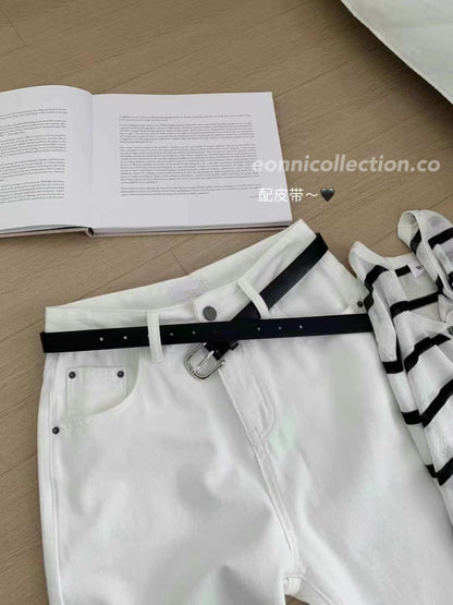 #3004 Seoul Style Slouchy High-Waist Jeans with Belt