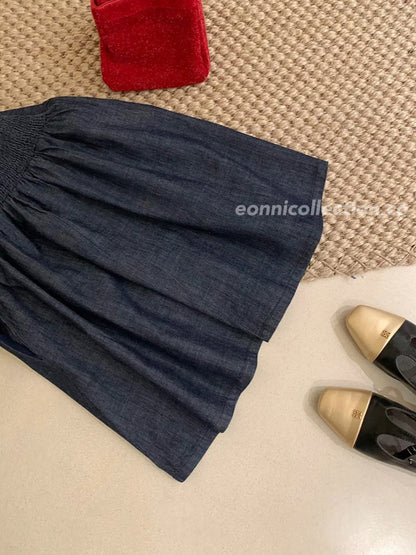 #2007 Soft Denim Cami Dress + Sheer Knit Cardigan | 2-Piece Korean Style Set（2 Colors)