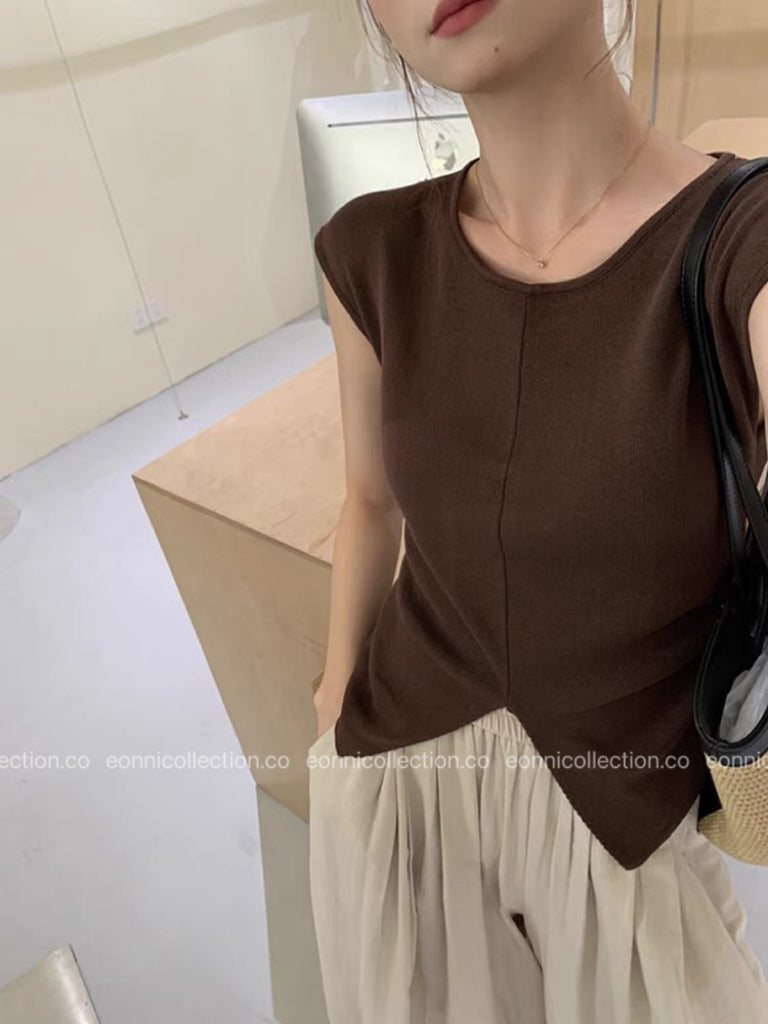 #1068 Feather-Light Cool-Touch Pearl Knit Designer Top（4 Colors）
