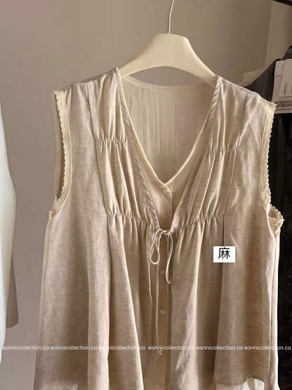 #1100 Linen Layered-Look Top