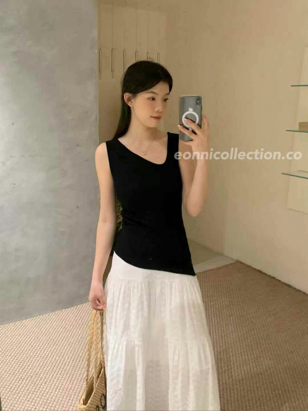 #1019  Irregular Neckline Split Knit Top（3 Colors)