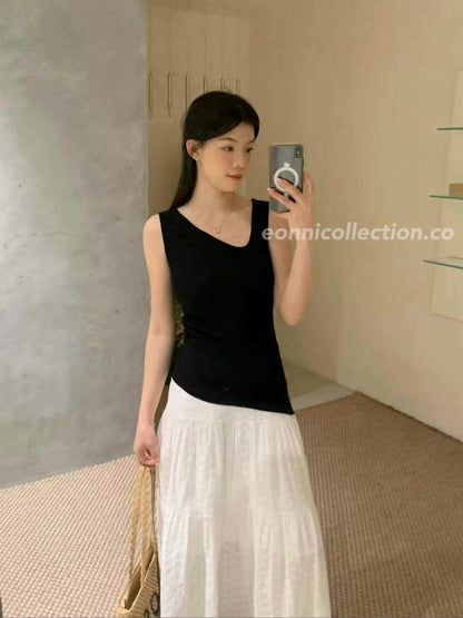 #1019  Irregular Neckline Split Knit Top（3 Colors)